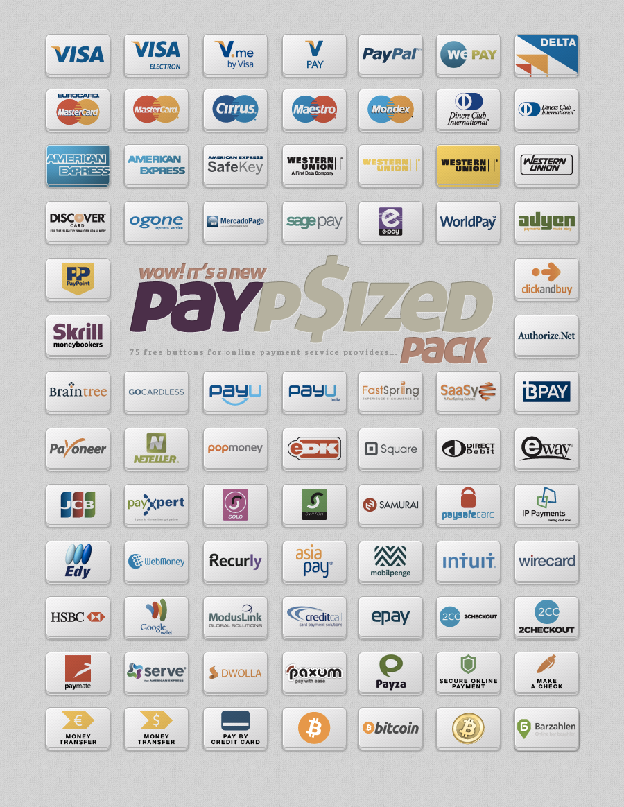 75 Free Buttons For Online Payment Service Providers Pepsized